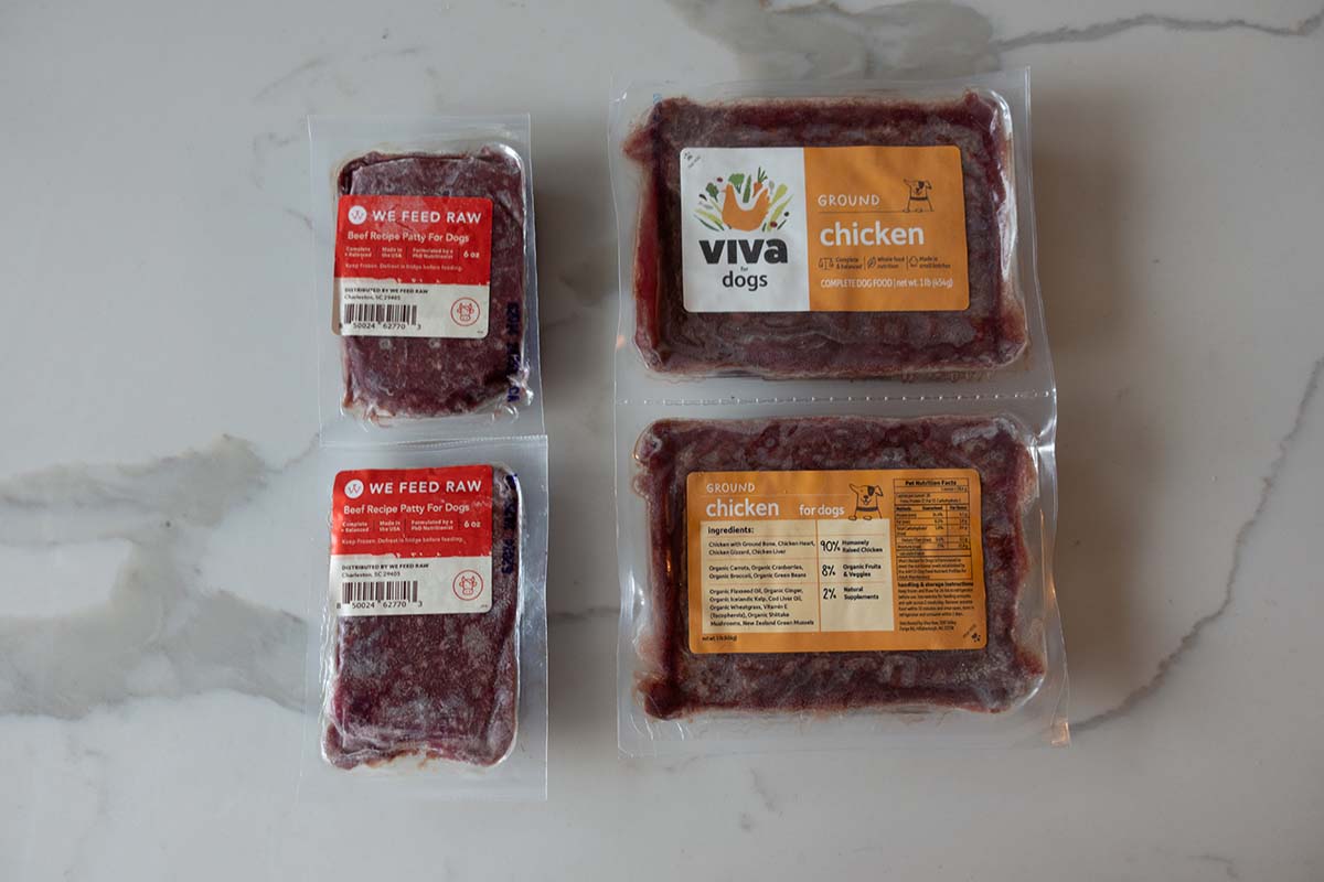 Skye and Copper wait for We Feed Raw