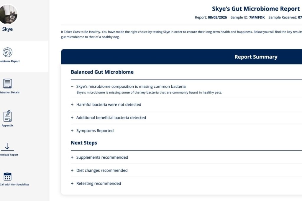 AnimalBiome Gut Microbiome Test Skye Report